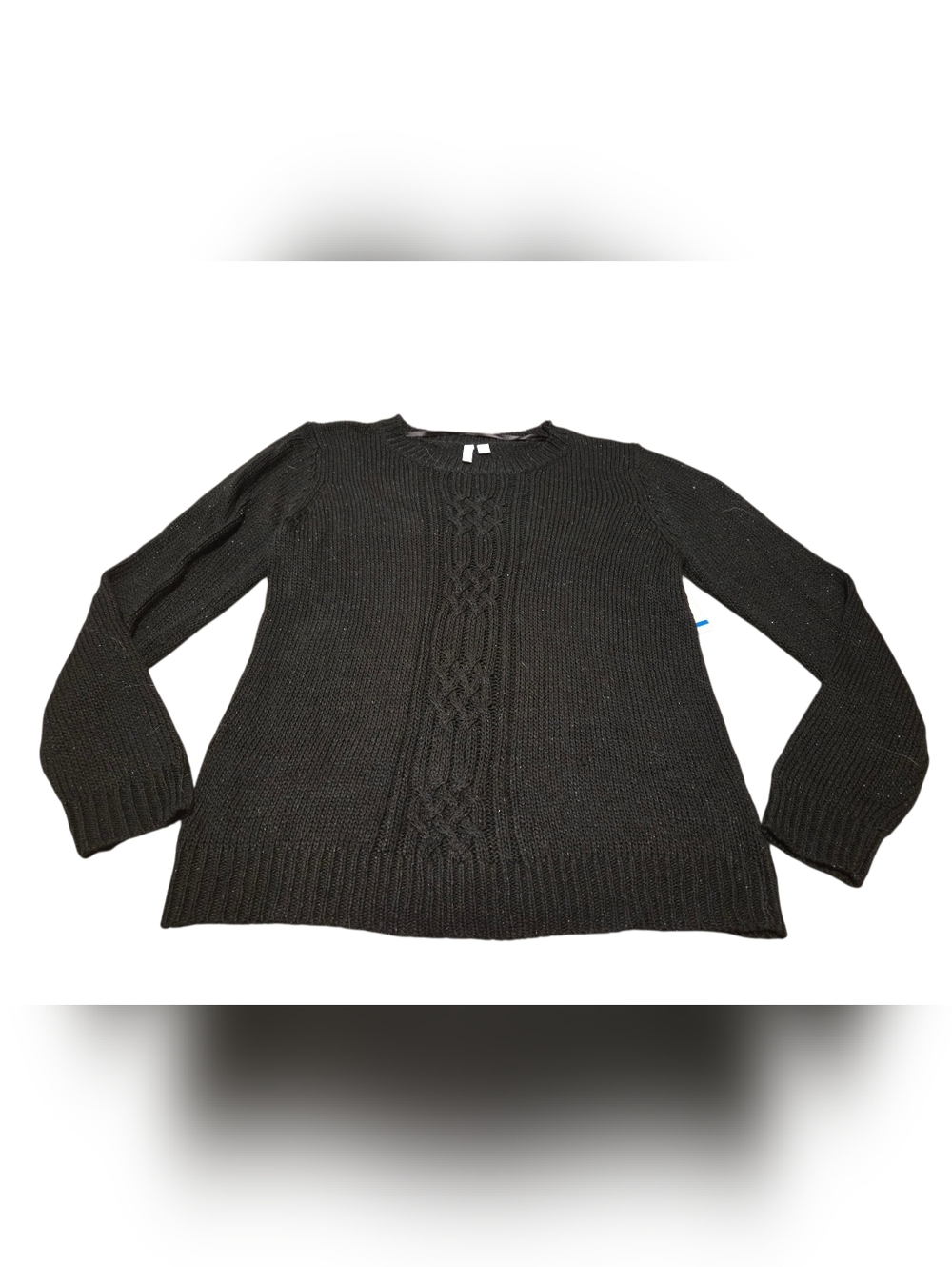 Women’s XL Relativity Black With Shimmer Cable Knit Sweater